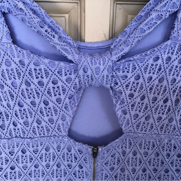 Xhileration Summer Dress Lavender Fit/Flare Cross Back SzM Over Lace Zipper - Picture 2 of 8